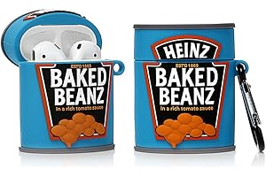 LEWOTE Derhom Airpods Silicone Case Funny Cute Cover Compatible for Apple Airpods 1&2[Beverage Can Series] (Baked Bean Sauce)