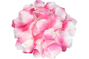 MEMOFYND 1000 sztuk różowych i białych płatków róż, sztuczne płatki róż, rekwizyty do romantycznej atmosfery, nadają się na ślub, Walentynki, jubileusz