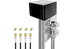 Maswell Antenna 5G da esterno 4X4 MIMO | Antenna esterna Omni Cellular fino a 6 dBi 600-8000 MHz LTE 5G NR polarizzata incrociata con WiFi 6E per camper Robusto modem router | Connettore 4X SMA e TS9