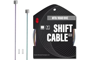 CNCLOL Pro Slick Polished Bike Gear Cable for Shimano/SRAM,MTB Gear Cable 1.2X 2100mm for Mountain Bike/Road Bike，1pc,Rainbow.