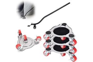 JCRWXP 5 Piezas Elevadores de Muebles Kit, 4 Elevador Muebles Traer Ruedas + 1 Varilla de Tracción, Peso del Rodamiento 1800 Catties Levantador de Muebles, para Transportar Electrodomésticos y Muebles