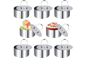 BLUVAST Emporte Pièce Rond, 8 Pièces Emporte Piece Rond 8 cm, Cercle Patisserie, Acier Inoxydable Emporte-Pièces, avec Couvercle Convient pour Mousses Gâteaux Desserts Biscuits Glaçage