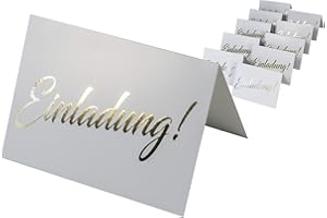 ‎CODIARTS. codiarts. 10 Einladungskarten + 10 Umschläge weiß, Einladung als goldene glänzende Heißprägung, Einladung für Hochzeit, Geburtstag, Firmung, Geburtstag, Party, Jubiläum (Karte A6 zum aufklappen)