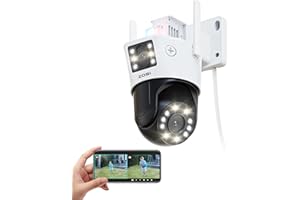 ZOSI C298 MAX 8MP(4MP+4MP) Cámara Vigilancia WiFi Exterior Doble Lente con Enchufe, 2,4G/5G WiFi, Zoom Híbrido 8X, Seguimiento Automático PT, Detección de Persona/Vehículo, Audio Bidireccional