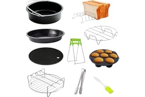 Irfora 10-częściowy zestaw akcesoriów Air Fryer, regał na patelnie, metalowy uchwyt na chleb, do 3.2QT-5.8QT Air Fryer