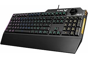 ASUS TUF Gaming K1 - Teclado RGB con Control de Volumen (Resistencia a Salpicaduras, Barra de luz Lateral y Armoury Crate) Negro - QWERTY español