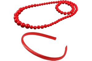 arrderly Set di 3 gioielli in acrilico rosso – elegante collana lunga e braccialetto abbinato, accessori per costumi, Misura unica, Acrilico, Nessuna pietra preziosa