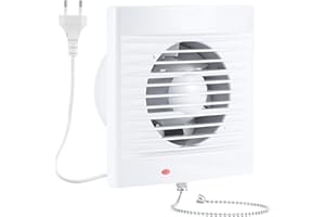 HOSE VARY 100mm Ventilateur, VMC, Extracteur d'Air avec Clapet Anti-Retour,Interrupteur à Chaînette pour Salle de Bain, Cuisine, Bureau, WC, Silencieux