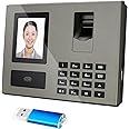 Intelligent Face Biometric Fingerprint Password Employee Attendance Machine Checking-in 2.8 inch TFT Screen Dual-Camera Fast to Identify Support Data output 8 System Languages, Large Storage Capacity
