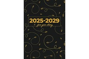 5 Year Diary 2025-2029 | A5 Cute Little Bumble Bees Buzzing on Black: Month to View Planner with UK Holidays, Vision Board, Moon Phases, Birthdays & Celebrations, Contacts, Passwords (Five Years)