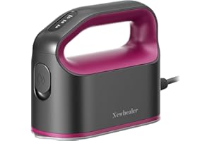 Newbealer Fer à Repasser Vapeur, Petit Fer à Rapsser avec Vapeur Turbo Continue, 45 s Chauffage Rapide, Repassage Horizontal et Vertical, Arrêt Automatique, Portable et Compact pour Voyage, Rose Gris