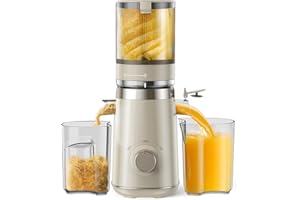 ‎TUUMIIST TUUMIIST Entsafter‚ Slow Juicer mit 135MM Extra Großem Einfüllschacht, Entsafter Gemüse Obst Testsieger anwendbar Ganzes Obst und Gemüse, Leicht zu Reinigen, Hohe Saftausbeute, BPA-Frei, Milchtee-Grau