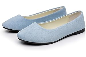 TIMWEEN Womens Lovely Ballet Flats with 26 Vibrant Colors, Ladies Indoor Outdoor Comfy Flat Shoes Pure Color Suede-Effect Upper Ballerina Pumps Portable Slip On Dolly Shoes
