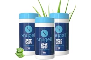 Snugell Unscented CPAP Mask Wipes – 110 Count (3-Pack) – 100% Soft Cotton – Lint & Alcohol Free – Skin-Safe Formula with Aloe Vera – Easy-to-Open Canister – For Cleaning CPAP Masks, Tubes, and Devices