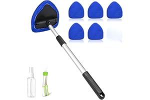 GENERIC 8-Piece Car Cleaning Kit, Car Window Cleaner with Extendable Handle, Reusable Microfiber Window Wipes, Spray Bottle & Detail Brush, Interior Car Glass Cleaner Tool Set for Windscreens & Mirrors