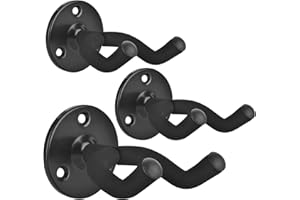 DOMMI Support Mural Guitare avec Crochet Rotatif en Caoutchouc pour Guitares de Toutes Tailles, Support Ukulele en Métal Massif en Forme de U pour Guitare Electrique, Accroche Guitare Mural pour Basse