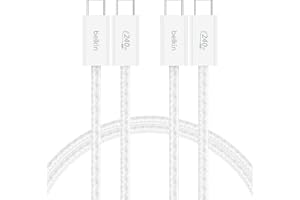 Belkin 2-Pack Flätad Kabel för USB-C till USB-C, 1.5 m, 240 W - Mjuk, flexibel snabbladdningskabel, laddningskabel för Type-C