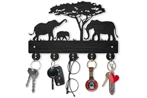 MAYJOYDIY Elephant Tree Key Holder for Wall Wood Wildlife Key Hangers 5 Alloy Hooks Decorative Key Hook Hat Key Rack 30×20cm Home Art Decor Gift Clothes Rack Wall Hanger for Wall Entryway Kitchen