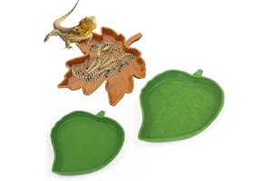 MFCGHXR 3 Piezas Platos Tazones de Agua de Alimentos de Reptil,Forma de Hoja Verde y Forma de Hoja de Arce Adecuada para Mascotas Tortuga Lagarto Que Se Arrastra