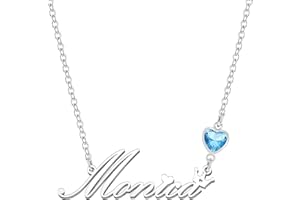 Kraven Personalized Dainty Name Necklaces Blue Birth Stone Custom Engraved Initial Nameplate Pendant Choker Customized Birthday Mother Christmas Gifts for Women Girls Teen Daughter…