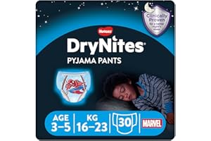 HUGGIES DryNites, pannolini assorbenti notturni per bagnare il letto, per ragazzi 3-5 anni (16-23 kg), 30 pezzi