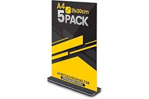 GOYAPRINT A4 Perspex Display Stand for Menus and Advertising Clear Posters Brochures Menu Holder for Restaurants, Offices, Hotels and Events (5, A4)