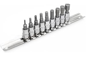 DAKCOS Hex Bit Socket Set - 1/4" Drive, 9 Pieces SAE Allen Key Socket Set, 3/32"-3/8", S2 Alloy Steel, CR-V Drive