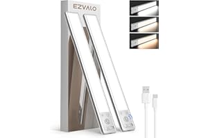 EZVALO Luz LED con Sensor Movimiento 37CM, Luz Armario con 3 Temperaturas Color, 3200mAh Luces Led Cocina bajo muebles Recargables para Cocina/Armario/Dormitorio/Pasillo (2 Piezas)