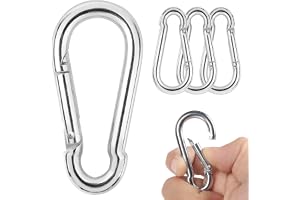 BOUMVID 4 PCS Carabiner Heavy Duty Stainless Steel 304 clips M6 Carabiner Snap Gauge Steel HookCarabine Swivel Spring Clip fo