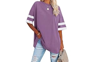 Famulily Women's Casual Round Neck Half Sleeve T Shirt Ladies Comfy Oversized Baseball Tshirts Color Block Tunic Tops