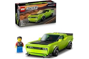 LEGO Speed Champions Samochód sportowy Dodge Challenger SRT Hellcat, zabawka konstrukcyjna dla dziecka z minifigurką kierowcy, model kolekcjonerski dla fanów motoryzacji, prezent dla 9-latka 77237