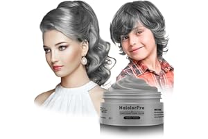 HaiolorPro Gris Cire Colorante Cheveux Homme et Femme, Gel Spray Colorant Cheveux pour Enfants, Maquillage de Coloration Temporaire Cheveux Fêtes ou Cosplay (Gris)