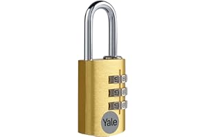 Yale Lucchetto da viaggio a combinazione a 3 cifre in alluminio YE3CB/20/121/1/GO Oro, corpo 20mm, ideale per borse e valigie