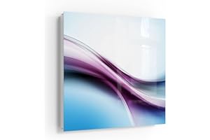 DEQORI Caja para llaves de color blanco, 30 x 30 cm, diseño de flujo de color ondulado, caja para llaves de cristal y metal, armario para llaves con 50 ganchos + 2 imanes, caja de diseño moderna