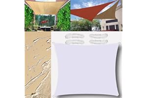 GLIN Sun Shade Sail Outdoor Waterproof Rectangular 1x2.5m Shade Sails Canopy UV Protection for Garden Patio Block With Rope Shade Sail Kit White