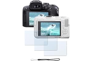 iDaPro Displayschutz schutzfolie für Canon EOS R50V R50 V/EOS R10 EOSR10 + Handschlaufe [3+1Stück] Schutzglas Tempered Glass Screen Protector 9H Härte Gehärtetes Glas