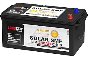 LANGZEIT BATTERIEN Solarbatterie 280Ah 12V Versorgungsbatterie Wohnmobil Batterie Boot Solar SMF Akku total wartungsfrei 230Ah