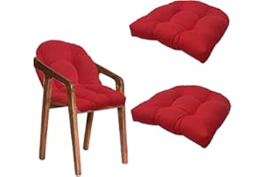 Obelunrp Chair Cushions, 2pcs 19x19inch Wicker Chair Pads, Soft Outdoor Seat Cushion, Garden Tufted Chair Pad for Indoor Outdoor Decoration (Red)