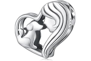 SHIYU Charm Madre e Figlia, gioielli da donna, argento 925 con ciondolo con zirconi 5A, adatto ai braccialetti Pandora