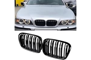 LMYDIDO 1 par de rejilla frontal de repuesto para BMW Serie 5 E39 1996 – 2004 LCI modelo Auto Sport riñones rejilla radiante negro brillante (doble línea)