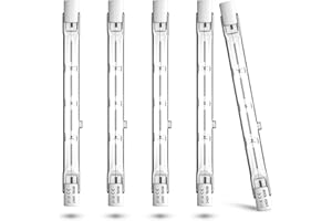 BrightWish Ampoule Halogène R7S 118mm 100W Dimmable Blanc Chaud 2800K – Lot de 5 pour Projecteur de Sécurité, Éclairage de Paysage, Lampadaire – 230V J118 Filament Tungstène