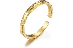 ✦ Geschenke für Frauen ✦Lotus Fun S925 Sterling Silber Ring Unregelmäßige Oberfläche Goldfolie Ringe öffnen Ringe Handgemachter Personalisierte Geschenk für Sie.(Gold)