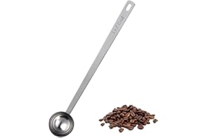 U-Taste Misurino per Caffè da 15ml: Misurino in Acciaio Inox 18/8 con Manico Extra Lungo da 17,4cm per Caffè Macinato, Grani, Polvere, Espresso, Ideale per Contenitori Alti, Lattine (Argento)