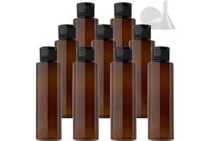 PQPAUTY 24 Pezzi 100ml flaconi vuoti da Marrone in plastica da viaggio bottiglia di lozione con Tappo Flip Top Nero, ricaricabili, per lozione e shampoo Cosmetica Bottiglie Flaconi