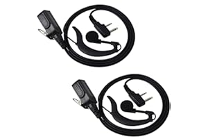 UAYESOK Auricolari a 2 pin a forma di G Serveillance Cuffie Inline PTT Microfono per Radio Kenwood 2 Pin TK-3501 Baofeng UV-5R 888S UV-82 Puxing Wouxun TYT Midland G10 (2 pezzi)