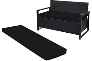 Crescent Textile 100% Waterproof Garden Bench Cushion 2/3/4 Seater Outdoor Long Bench Seat Pad for Lawn & Garden, Patio, Office, Coffee Shop with Removable Cover (2 Seater 108cm x 45cm x 5cm, Black)