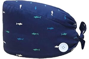 crazy bean Unisex 101% Algodón Gorro de Turbante con el Botón Ajustable Transpirable Gorro de Trabajo con Banda de Sudor Belleza para Mujeres Niñas