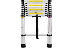 SAILUN 2.6M Telescoping Ladder, Aluminum Telescopic Extension Tall Multi Purpose Loft Ladder, 330 pound/150 kg Capacity, Silver-1