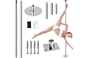 PRIOR FITNESS Pole Dance perforé, diamètre 45 mm, réglable en hauteur pour plus de sécurité et de stabilité - pour club de pole dance, studios d'entraînement et maisons
