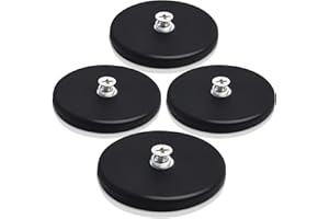 SWIHORAB Neodym Magnete Gummiert, Starke gummiert Magnete Anti-Rutsch, 13kg Haftkraft Ø 43mm mit M4 Innengewinde Magnetischer Montagesockel für Lichtleisten, Gummi Runde Magnete mit Gewinde 4Stück